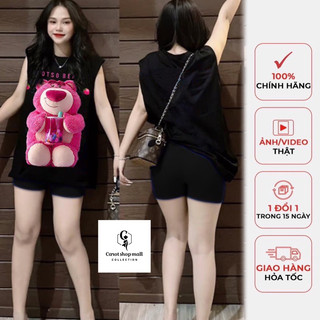 Set áo thun đùi gấu dâu cộc tay - carotshop
