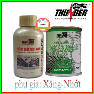 Mẫu mới-combo phụ gia buồng đốt-kim phun thunder carbon cleaner 75ml và súc rửa động cơ thunder engine flush 100ml-