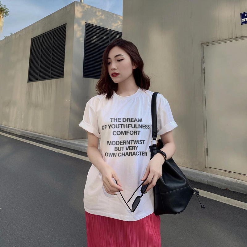 Áo thun nữ minimal MIR - Make It Rain the dream design cotton dáng tay lỡ phong cách basic