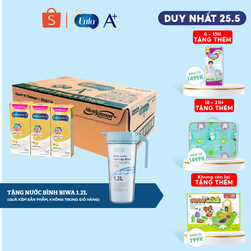 Thùng 24 hộp Sữa pha sẵn Enfagrow A+ 360° Brain DHA+ -Hộp 180ml