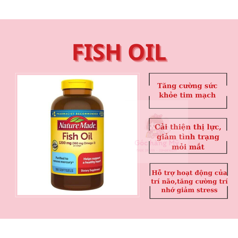 [AUTH-BILL MỸ] VIÊN DẦU CÁ FISH OIL 1200MG OMEGA 3 CỦA MỸ