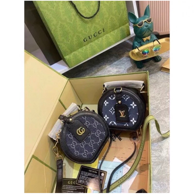 Túi cốp tròn da giả bò hoạ tiết mới 2023