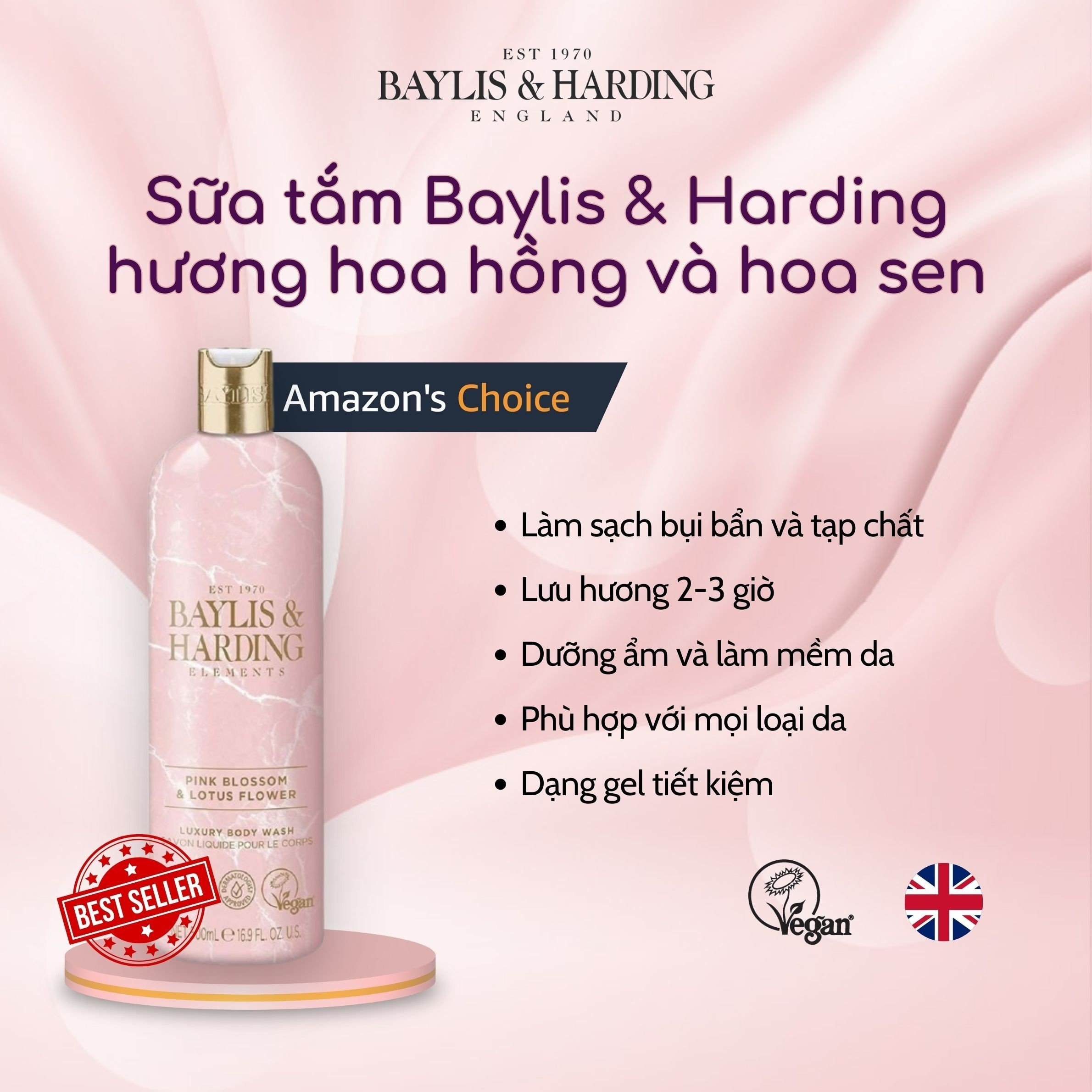 COMBO SỮA TẮM DƯỠNG DA HƯƠNG HOA HỒNG VÀ HOA SEN