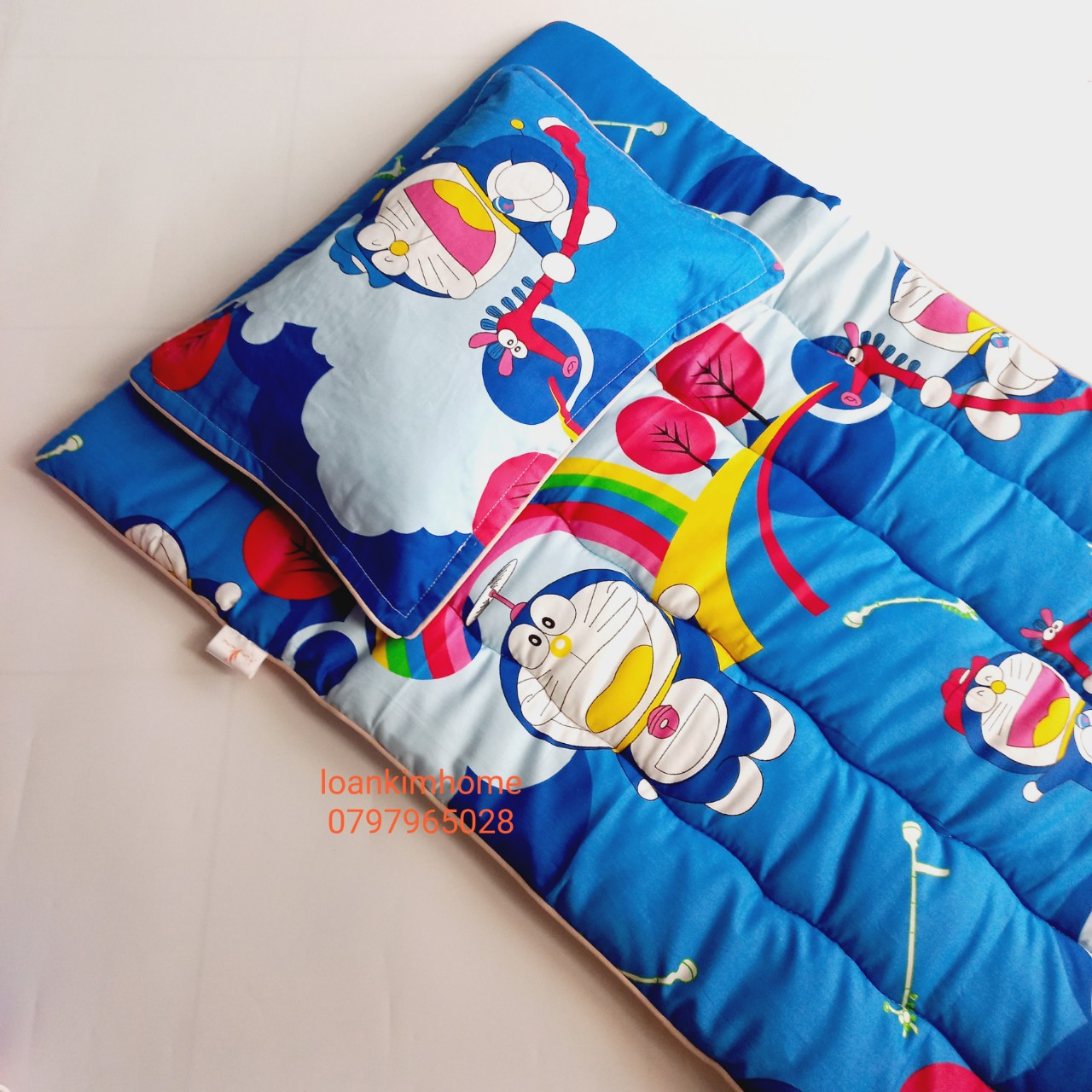 Combo nệm + gối nhà trẻ, bé đi mẫu giáo và bán trú tiểu học 1 đến 8 tuổi Kimhome