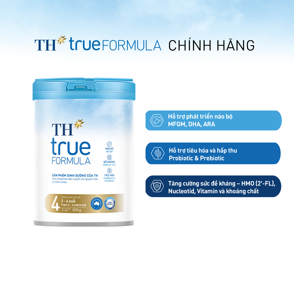 Sản phẩm dinh dưỡng công thức cho trẻ từ 2 đến 6 tuổi TH True Formula 4 800g