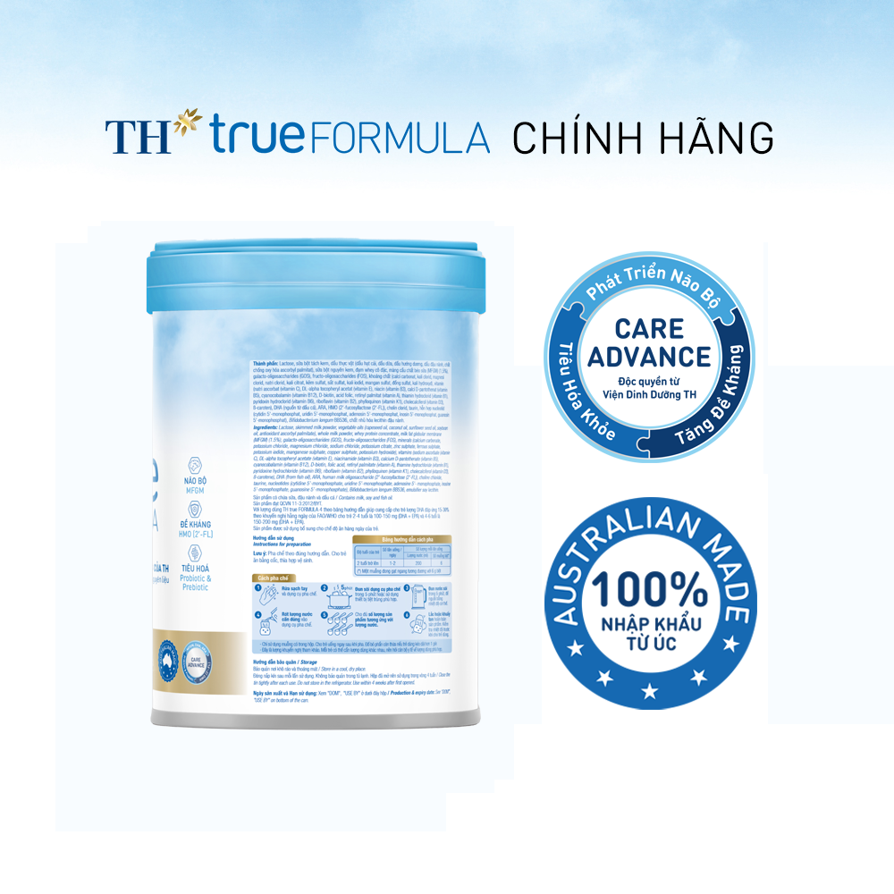 Sản phẩm dinh dưỡng công thức cho trẻ từ 2 đến 6 tuổi TH True Formula 4 800g