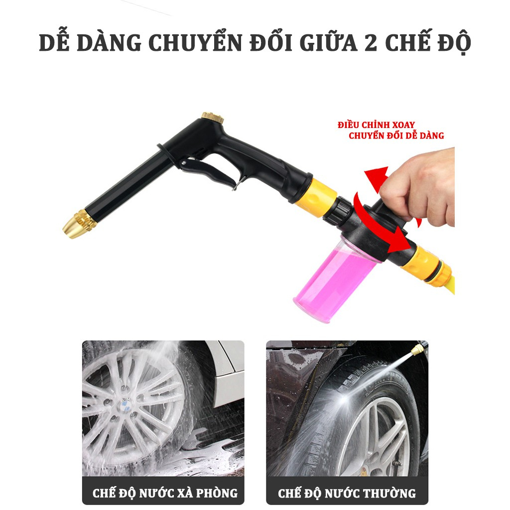Vòi Xịt Rửa Xe Ô Tô - Bộ Vòi Xịt Tăng Áp Rửa Xe, Kèm Theo Bình Xà Phòng - Dùng Cho Nhiều Mục Đích