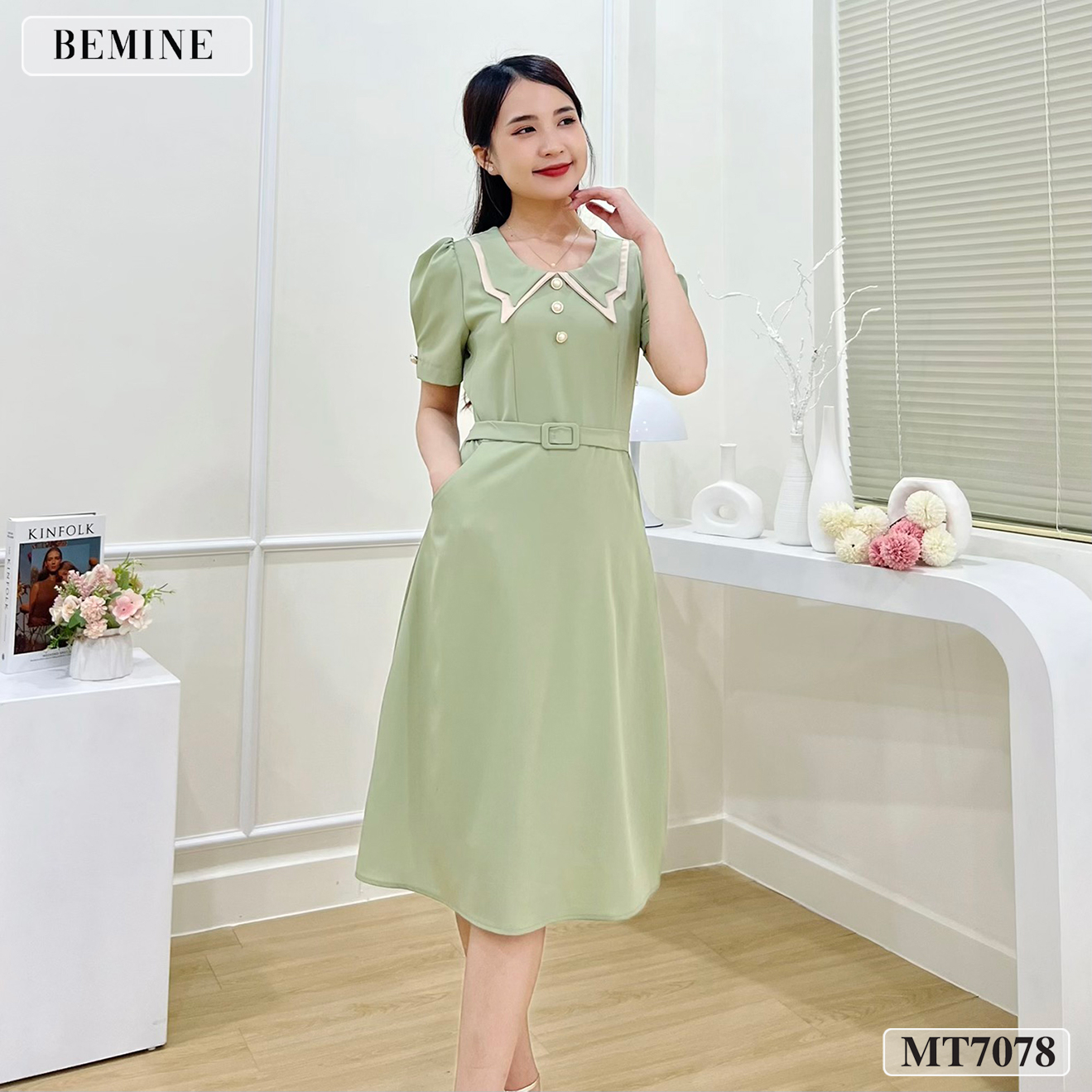 Đầm công sở tay phồng tùng xoè BEMINE MT7078