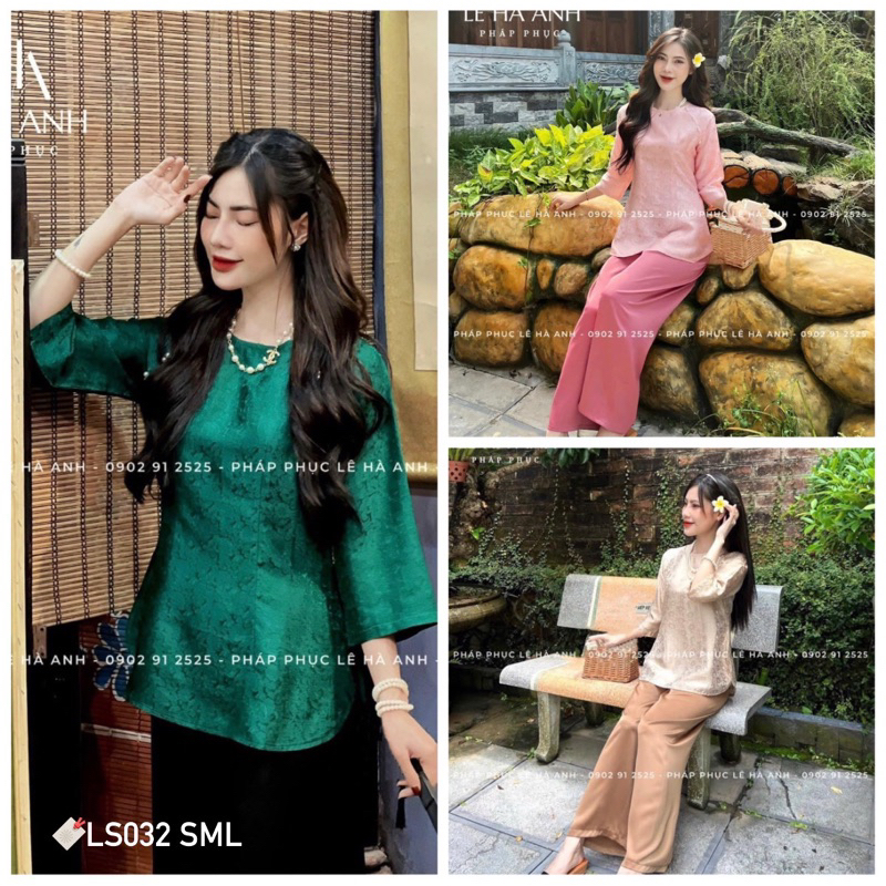 SET ĐỒ LAM ĐỒ PHÁP PHỤC ÁO TAY LOE ĐÍNH NGỌC + QUẦN LỤA