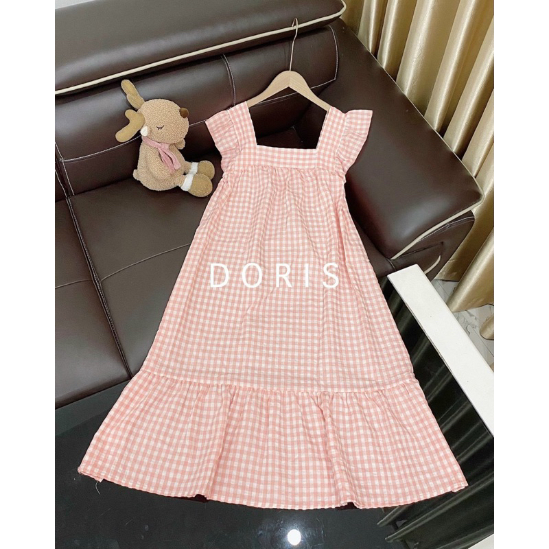 Váy sát nách thô hoa lụa bầu.