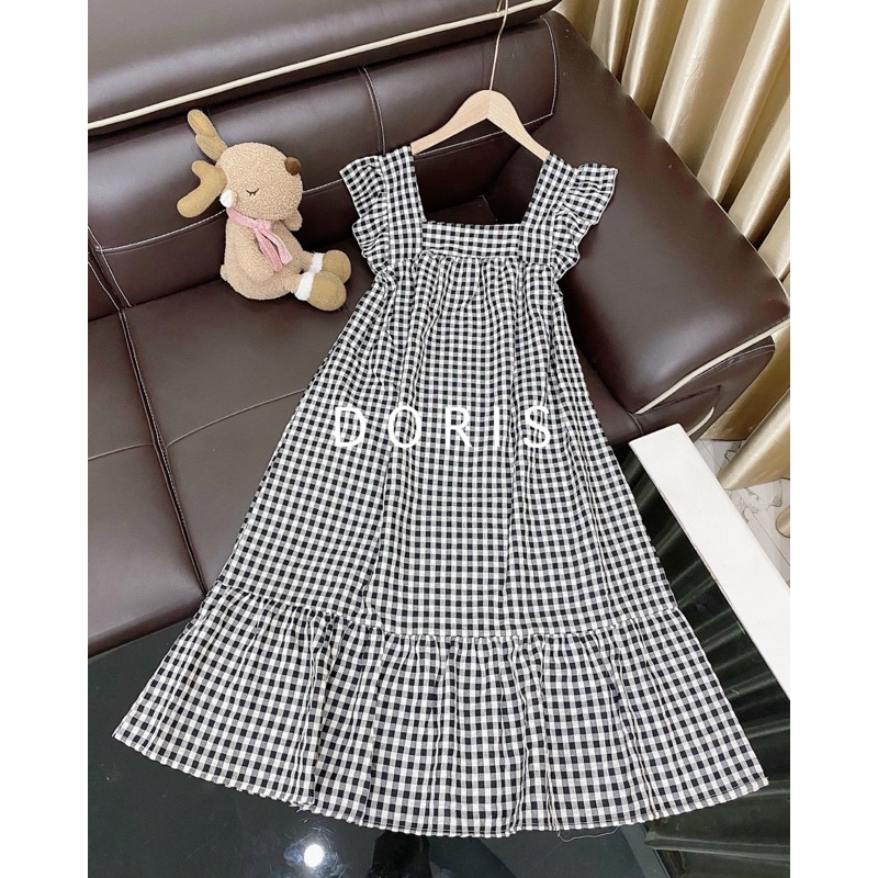 Váy sát nách thô hoa lụa bầu.