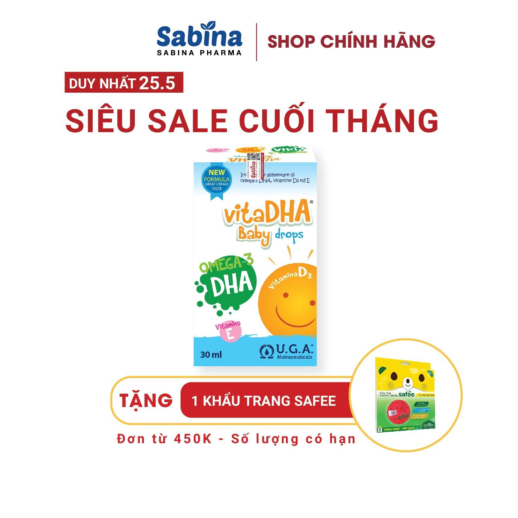 VitaDHA Baby Drops – Bổ sung D3 và DHA từ Châu Âu cho bé 30ml U.G.A. Nutraceuticals S.r.l