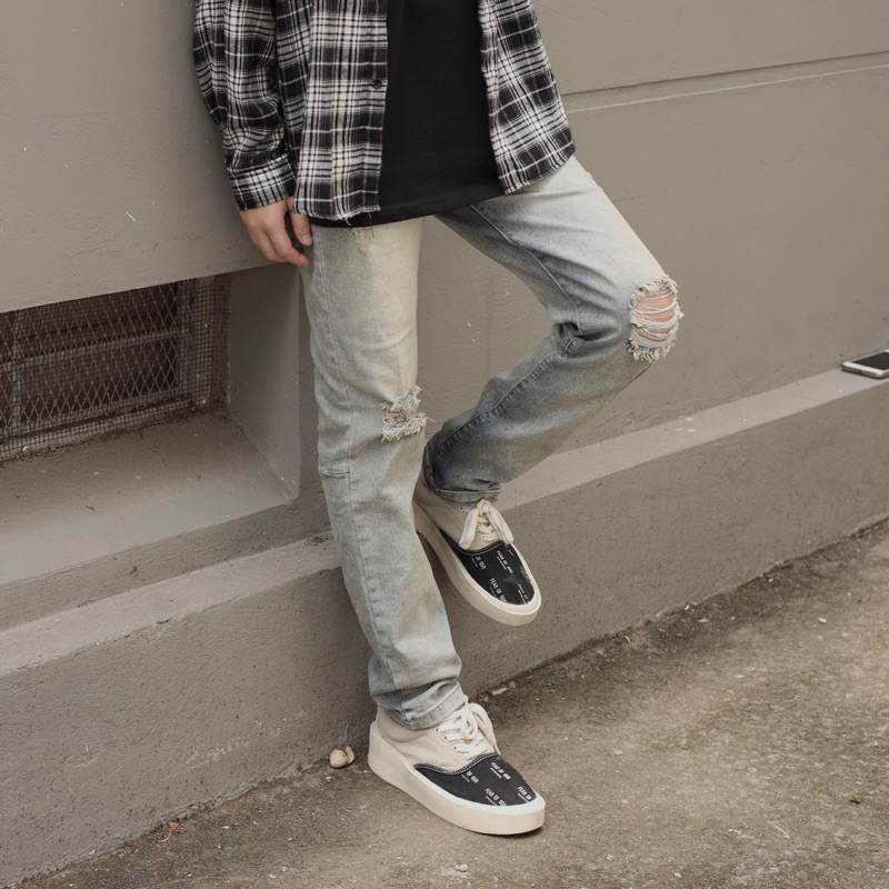 Quần jean nam streetwear cao cấp BEAR STREETWEAR,màu xanh vintage,form slimfit,vải denim co giãn