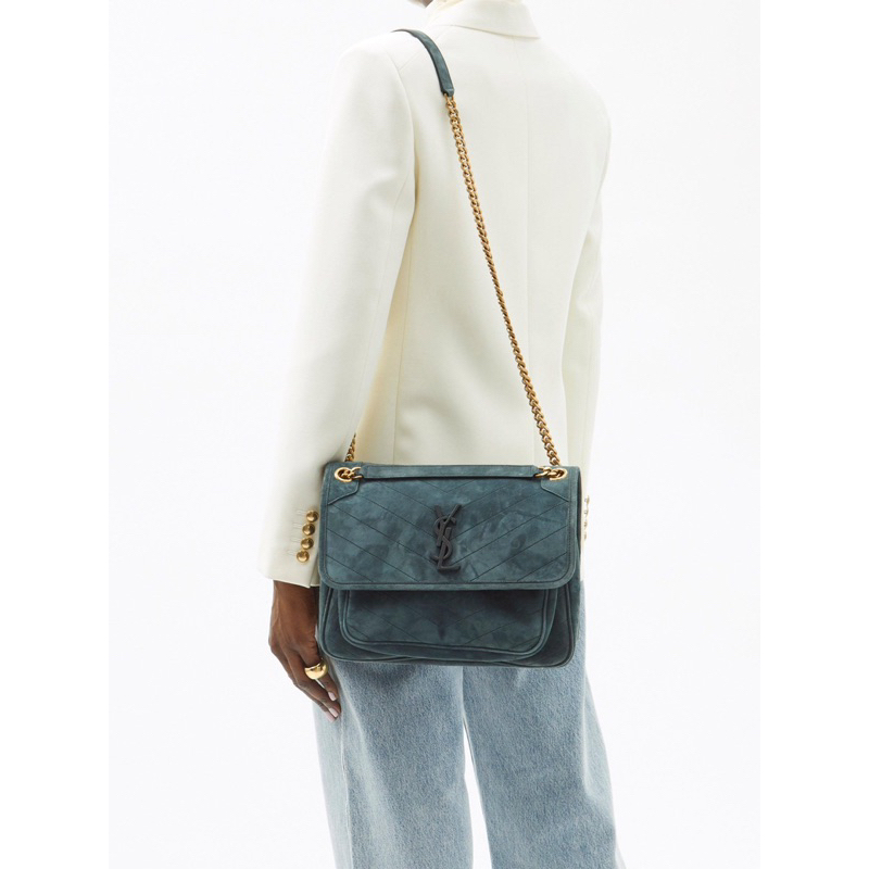 Túi si hiệu Y.S.L 26 da lộn