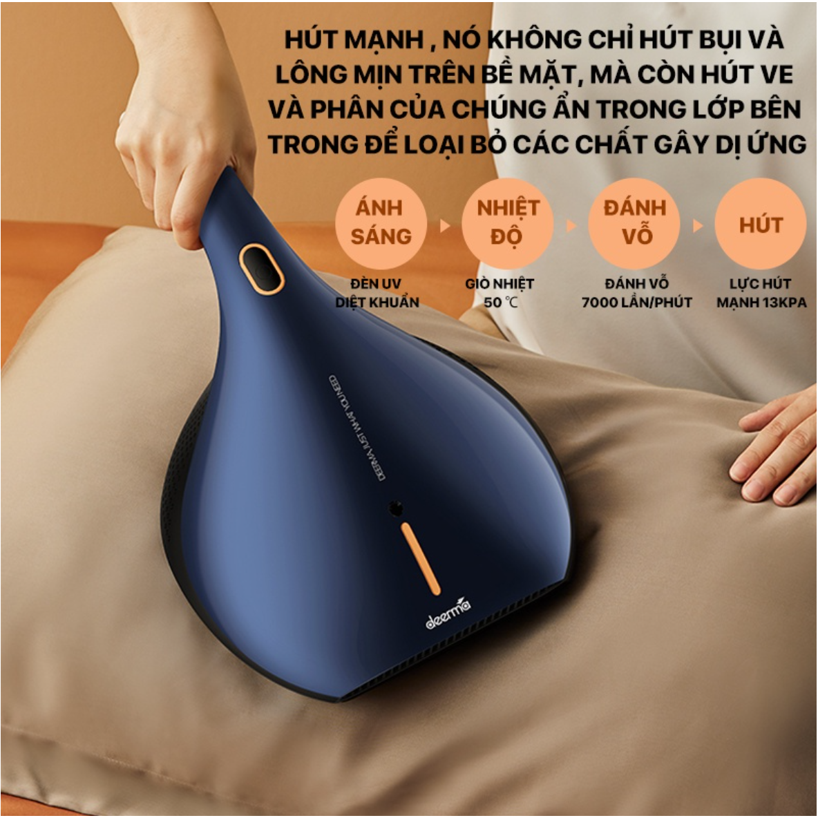 Máy Hút Bụi, Cầm Tay CM818, Khử Khuẩn & Vệ Sinh giường nệm, sofa, xe hơi, diệt khuẩn bằng tia UV /hút mạnh13000Pa