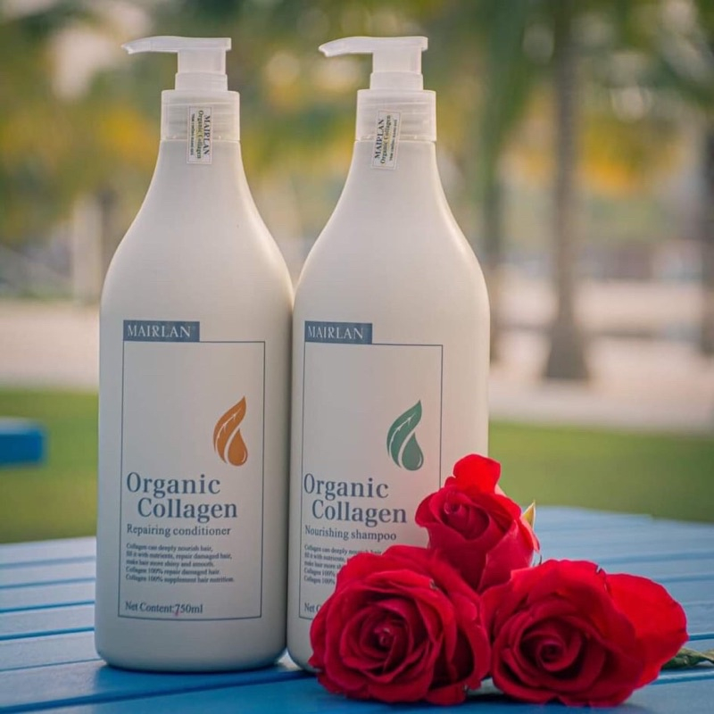 Cặp Dầu Gội Xả  Organic Collagen 1000ml Siêu Mềm Mượt Phục Hồi Hư Tổn