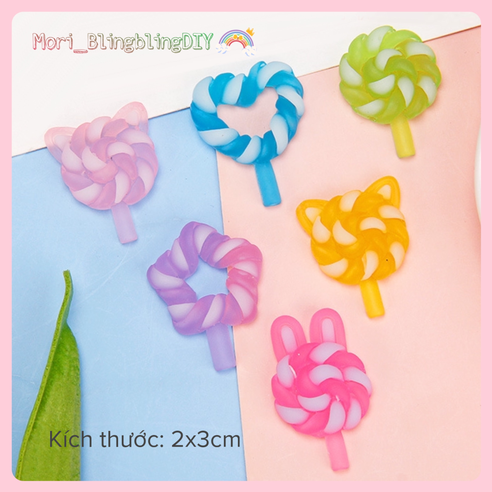 Phụ Kiện Charm Hình Kẹo Mút Phát Sáng Nhiều Màu Dễ Thương