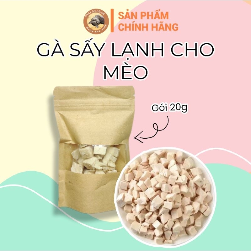 Gà viên sấy lạnh túi chiết 20g cho thú cưng