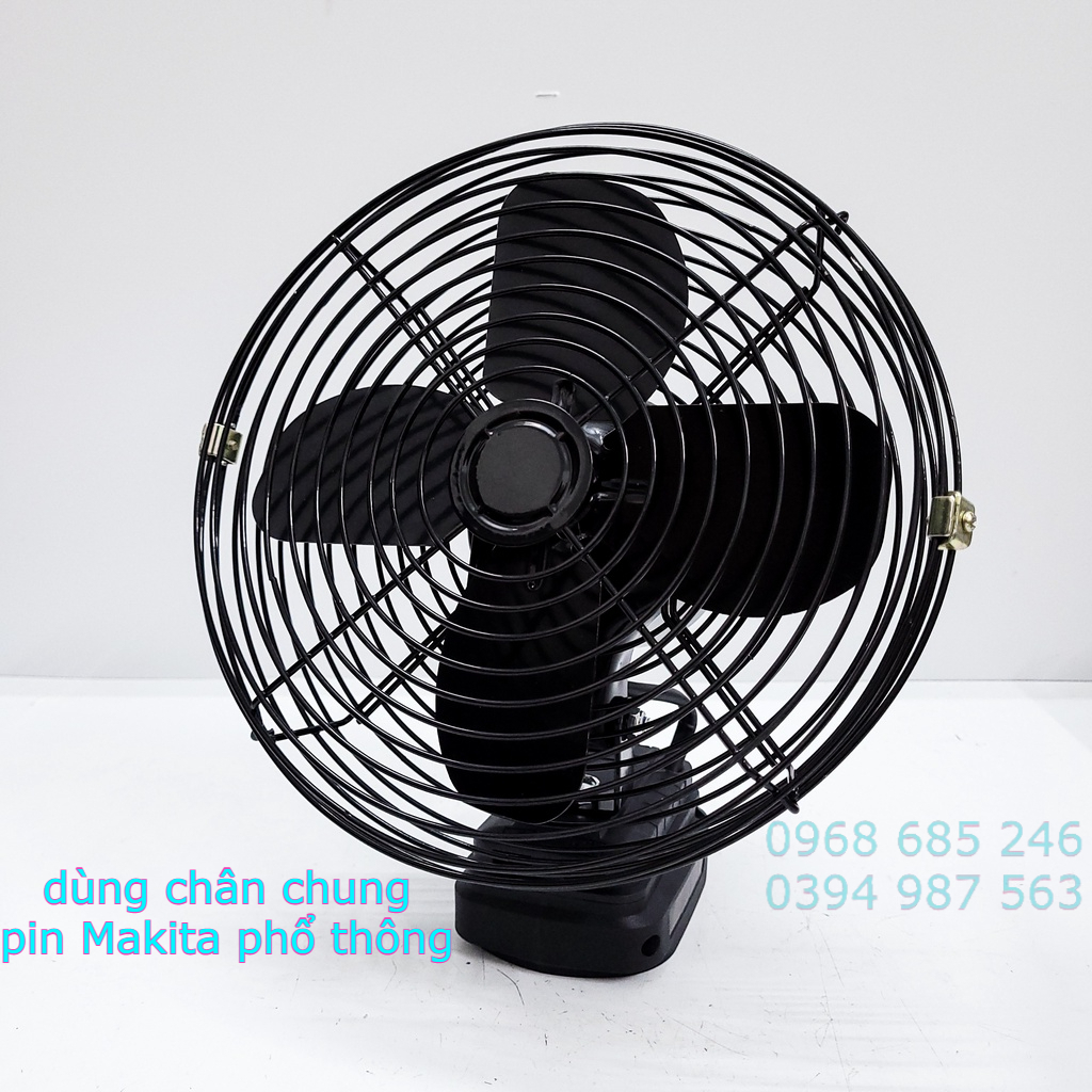 Quạt mini để bàn Quạt chạy pin Makita sạc tích điện 8 inch, sài chung pin Makita 14,4v 18v 21v