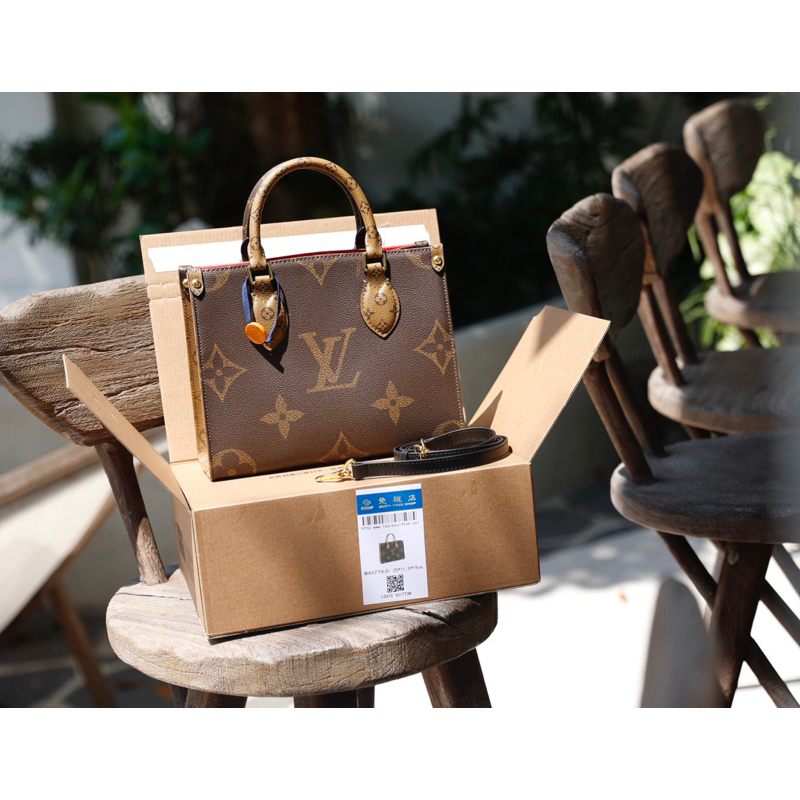 Túi quai xách Lv onthego sz25cm sup quai đeo may gân nổi full2box nguyên seal W266-25