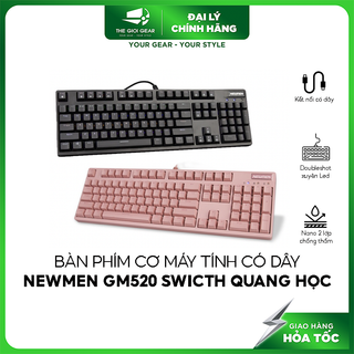 Bàn Phím Cơ Có Dây Newmen GM520 Switch Quang Học - Hot swap | Màu Hồng/Đen | Optical Switch | Doubleshot - Hàng Chính Hã