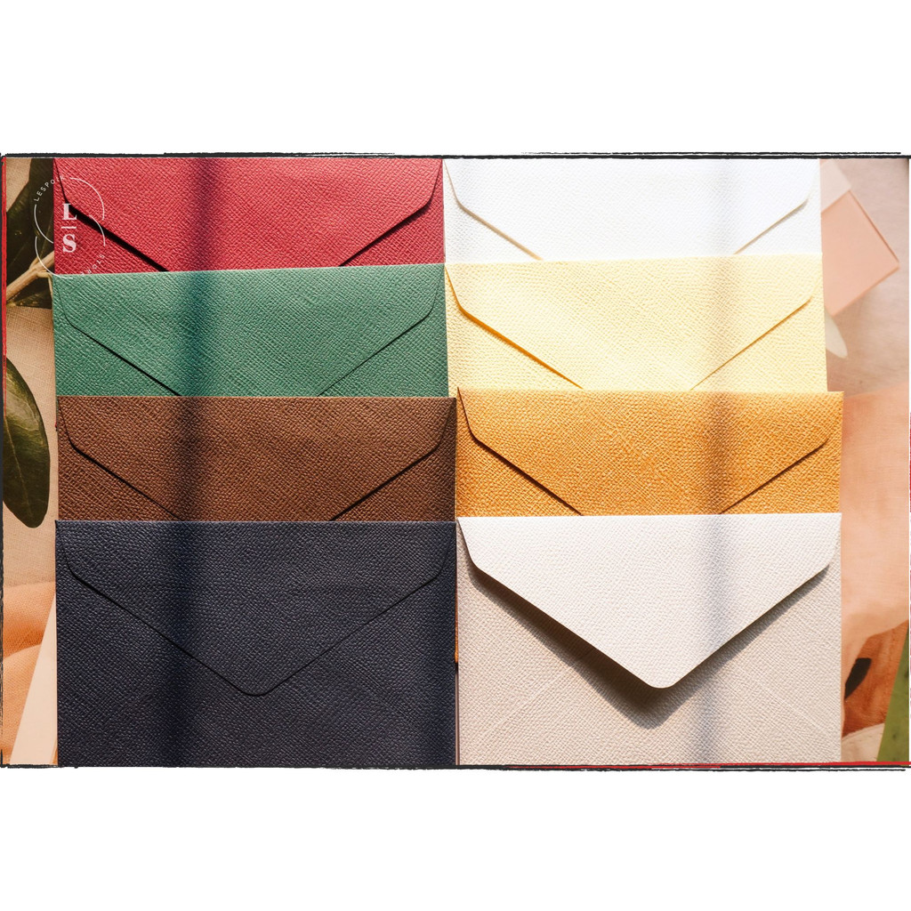 Bao thư trơn nhiều màu, bì thư giấy gai dầu hơi hướng retro vintage