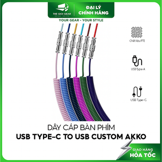 Dây cáp bàn phím usb type-c to usb custom akko / coiled cable - hàng chính hãng