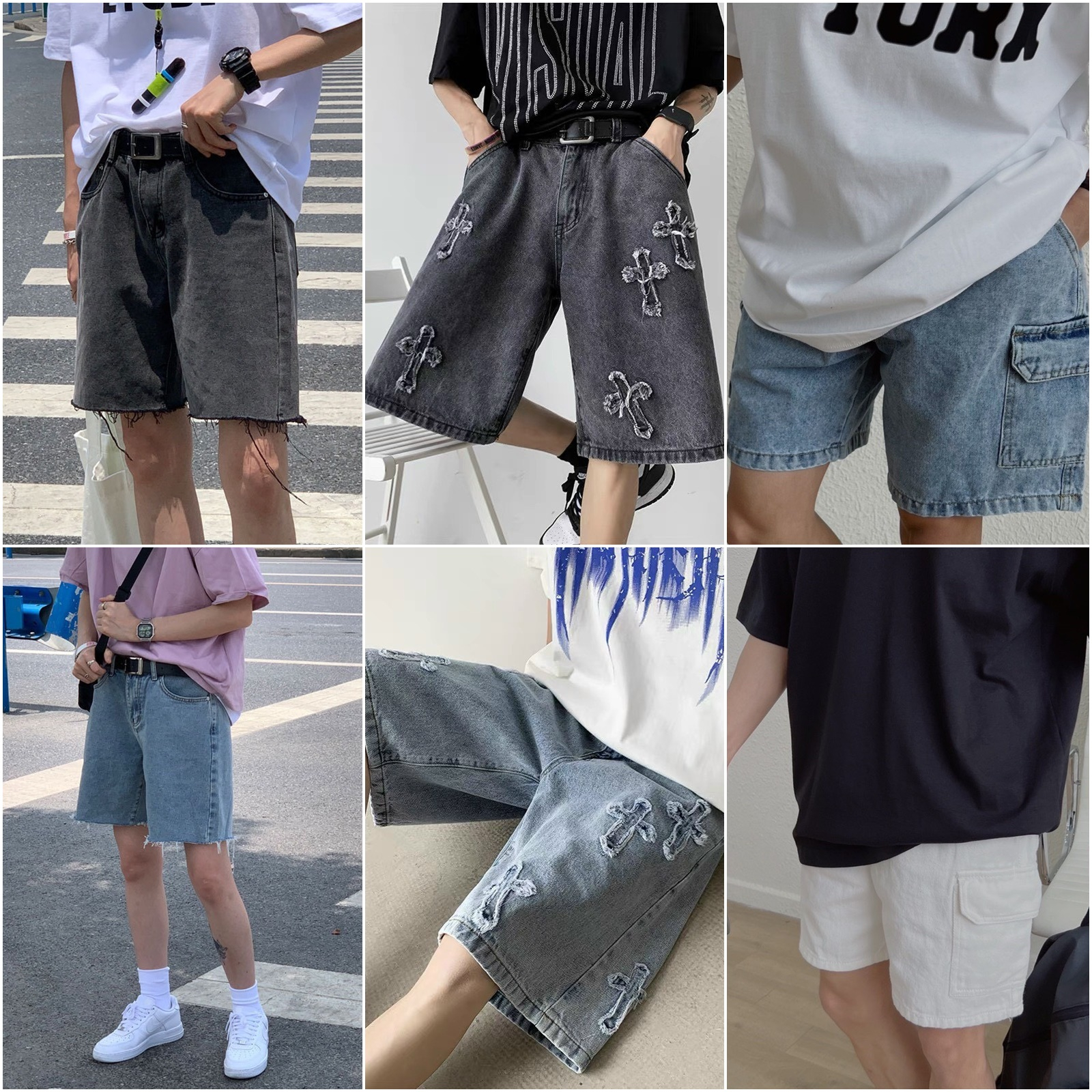 Quần Short Jean Trơn Lửng Nam Nữ Unisex