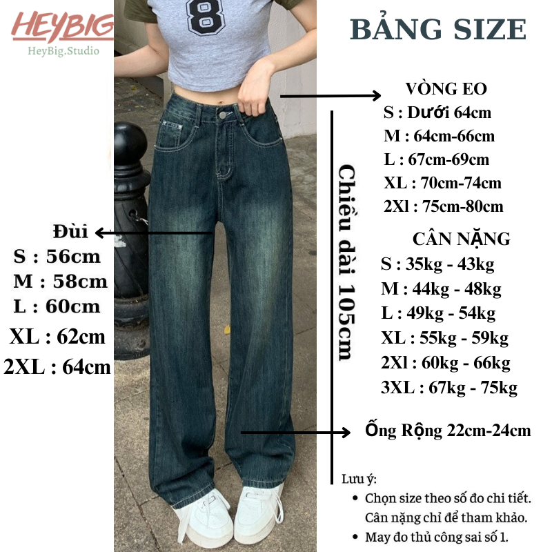 Quần jeans ống rộng cạp cao 2 túi mặt trước Ulzzang HeyBig,quần bò nữ ống rộng lưng cao vải jean dày đẹp,dáng suông-T12 | BigBuy360 - bigbuy360.vn