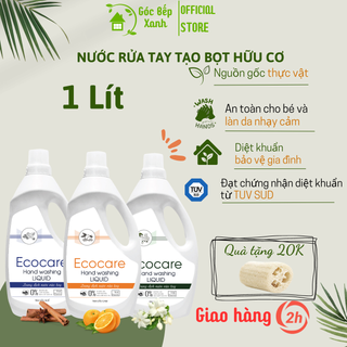 Nước rửa tay Ecocare Hữu Cơ Dạng Bọt tinh dầu cam, quế, nhài chai 1 lít