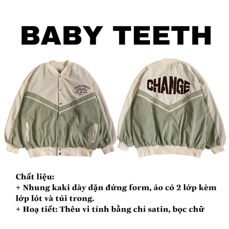 Áo khoác Bomber bóng chày thêu chữ CHANGE