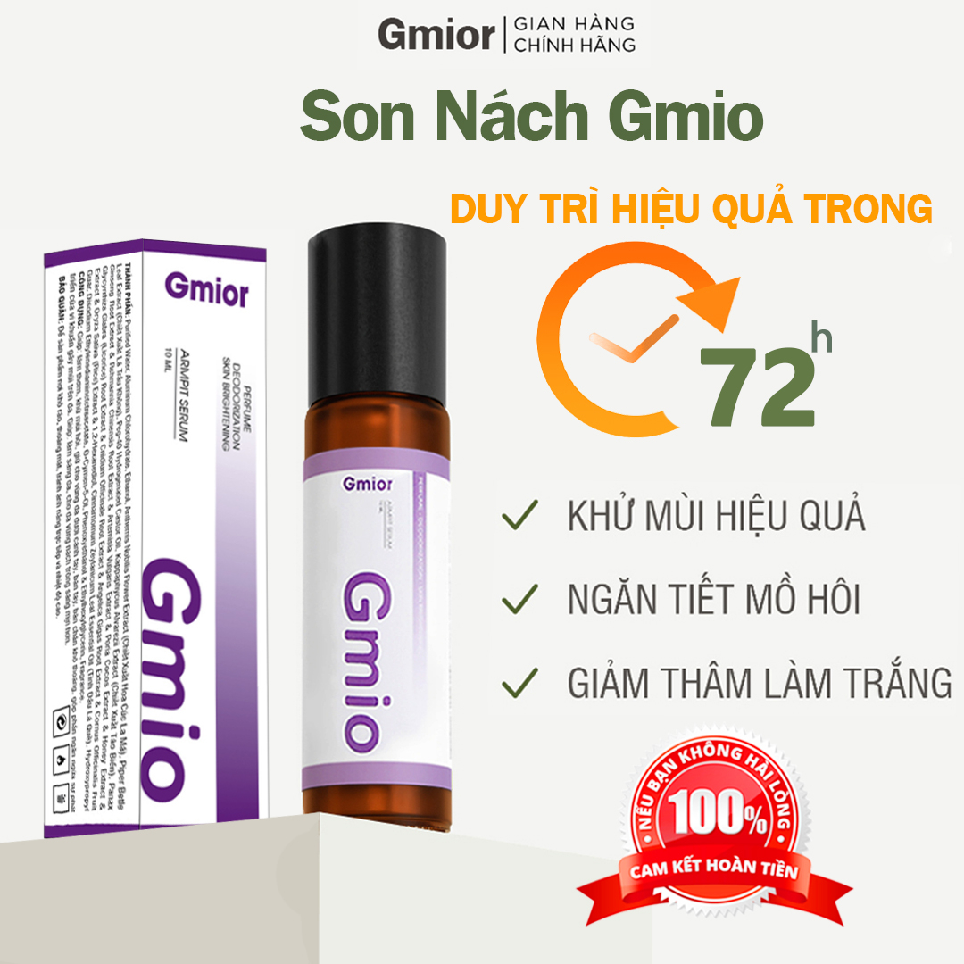 Serum khử mùi hôi nách Gmio, trắng nách, làm thơm, ngăn tiết mồ hôi 72h 10ml