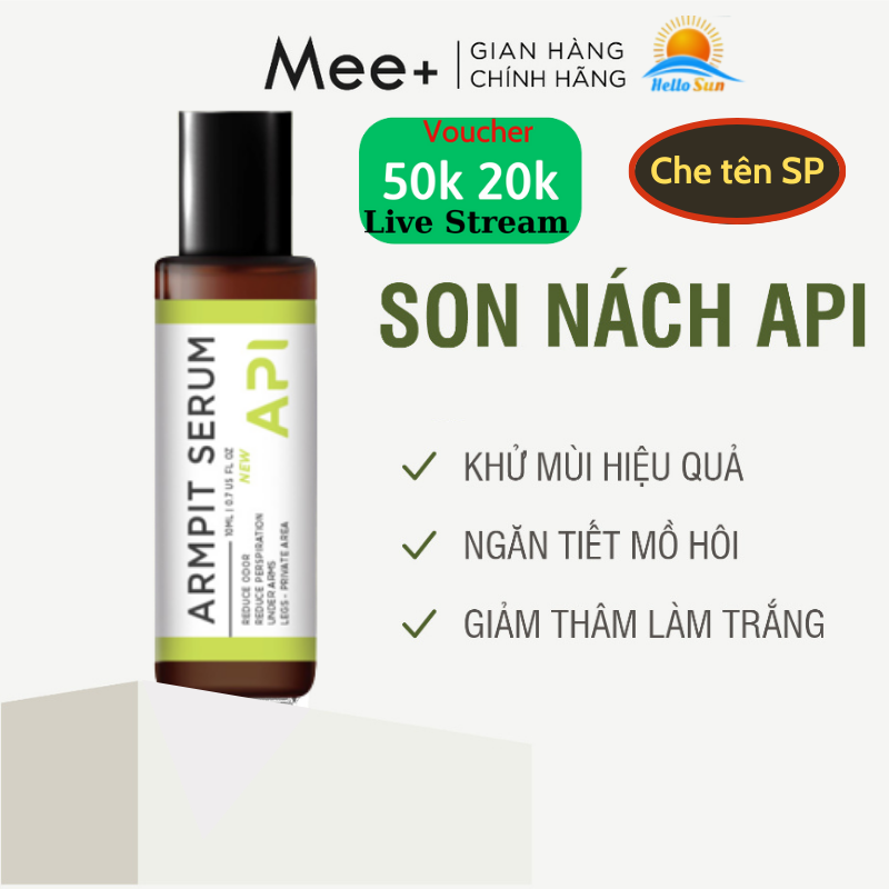 Serum khử mùi hôi nách API, Son nách API, Lăn khử mùi ngăn tiết mồ hôi 72h 10ml và 15ml, shop hello sun