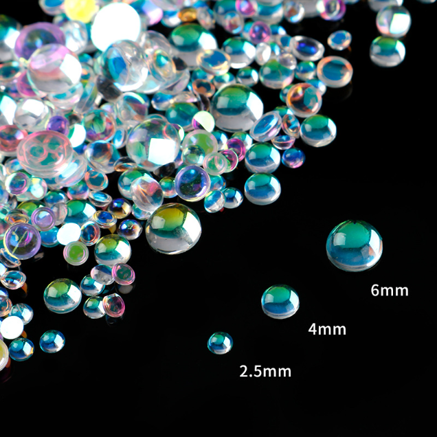 Túi 500 - 1000 charm hạt tròn nhũ trong suốt nhiều màu lấp lánh đính nail, gắn móng, trang trí kẹp tóc, DIY