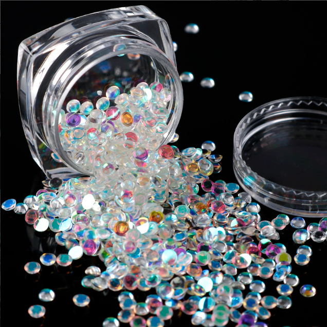 Túi 500 - 1000 charm hạt tròn nhũ trong suốt nhiều màu lấp lánh đính nail, gắn móng, trang trí kẹp tóc, DIY
