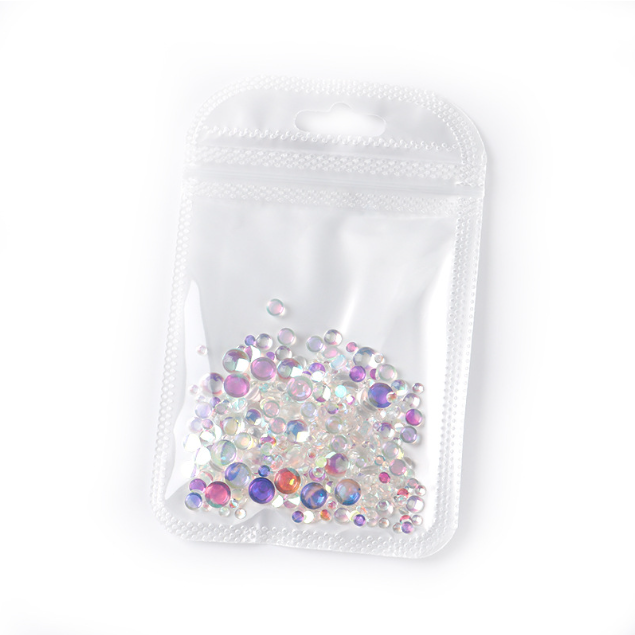 Túi 500 - 1000 charm hạt tròn nhũ trong suốt nhiều màu lấp lánh đính nail, gắn móng, trang trí kẹp tóc, DIY