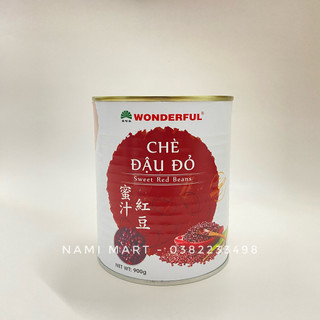 Chè đậu đỏ đóng hộp Wonderful 900g topping tiện lợi cho các món trà sữa, kem