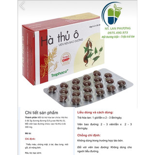 Hỗ trợ đen tóc. hà thủ ô. hộp 100 viên. traphaco.