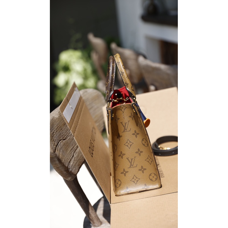 Túi quai xách Lv onthego sz25cm sup quai đeo may gân nổi full2box nguyên seal W266-25