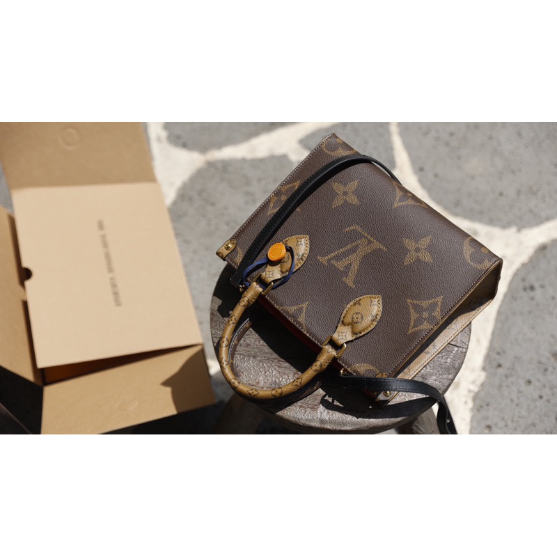 Túi quai xách Lv onthego sz25cm sup quai đeo may gân nổi full2box nguyên seal W266-25