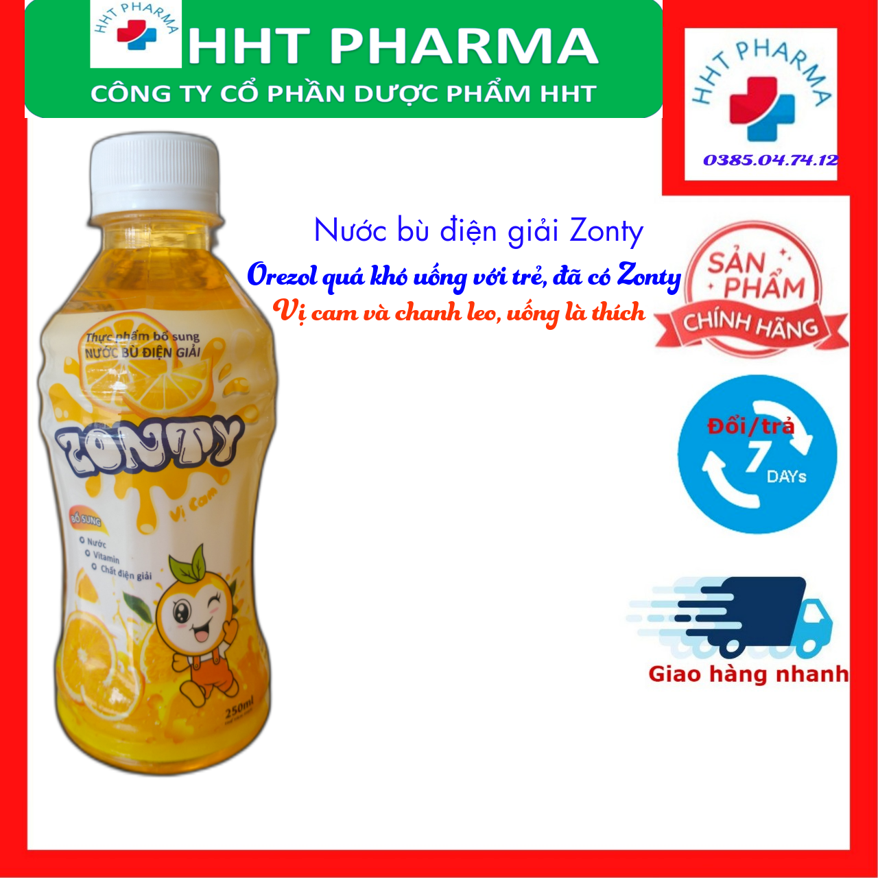 Nước uống bù điện giải zonty, cực dễ uống