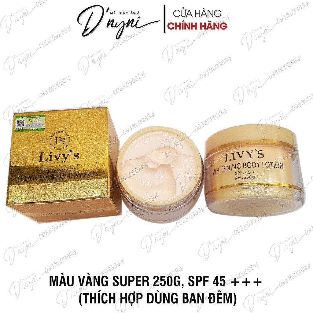 Kem Dưỡng Trắng Da Toàn Thân Livy's Super Whitening Thailand Lotion 250 Gram Công Nghệ Thái Lan