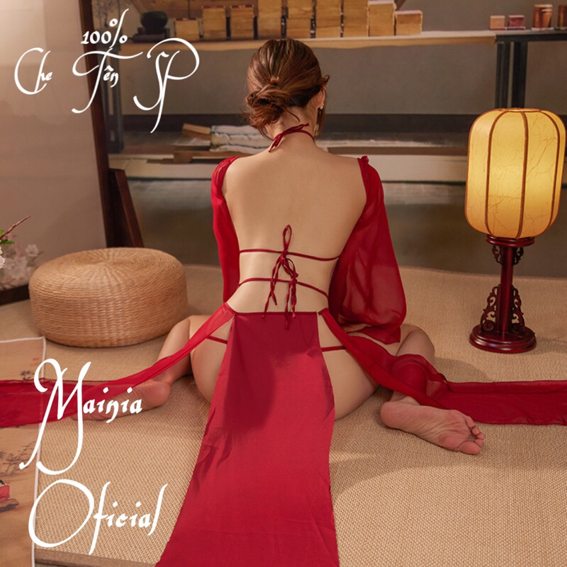 Đầm Ngủ Váy Ngủ Cosplay Cô Gái Trung Hoa Yếm Tim 2343 Màu Đỏ Sexy Quyến Rũ Siêu Gợi Cảm Mainia Shop