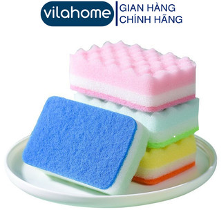 Sét 3 Miếng Rửa Chén Bát VilaHome, Mút Xốp Rửa Bát Đĩa, Vệ Sinh Bát Đĩa Dễ Dàng Tiện Lợi M 7040