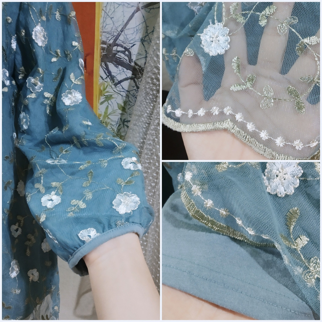 |2hand| Áo kiểu nhật On Love Off tay bồng phối ren thêu sang trọng