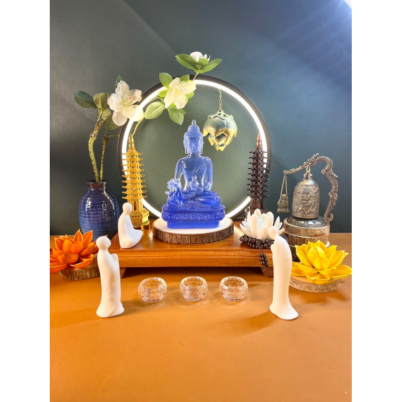 Tượng Dược Sư Lưu Ly Quang Phật chế tác tỉ mỉ đường nét tinh xảo mang năng lực chữa bệnh và giúp chúng sinh trị liệu