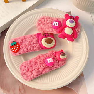 Set kẹp tóc mái gấu dâu - Set kẹp tóc cho bé gái cute màu hồng 8 cái gấu lotso Saka