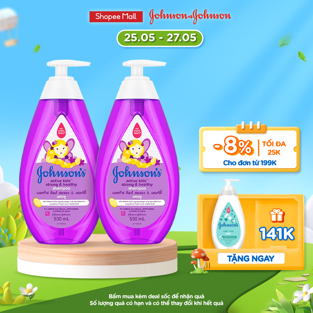 Combo 2 Chai Dầu Gội Johnson"s Chắc Khỏe Cho Bé Gái - Dung tích 500mlx2