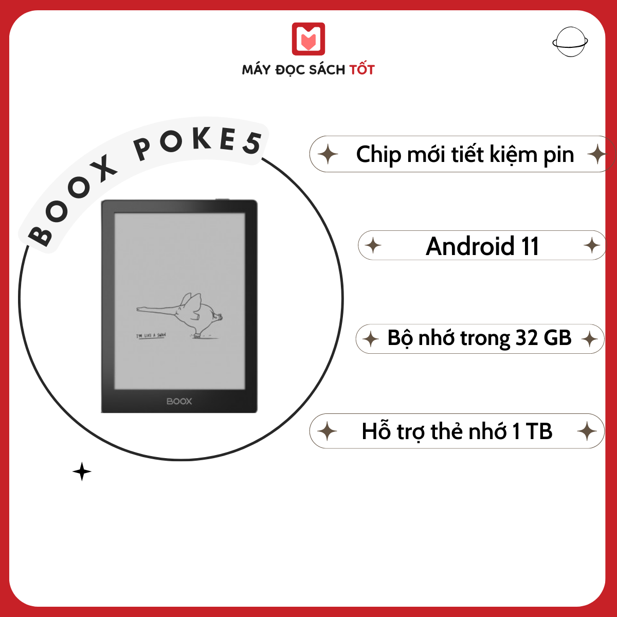 Máy Đọc Sách Boox Poke 5 (Tặng bao da, kho Sách Chất, ứng dụng Nghiện Đọc) | BigBuy360 - bigbuy360.vn