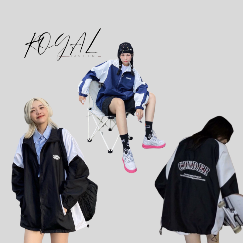 Áo khoác gió CINDER Thêu trươc thêu sau siêu đẹp Bo xuông dây rút ROYAL FASHION 618